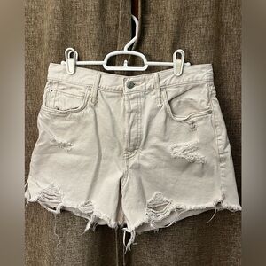 We The Free Cream Jean Shorts Distressed Style